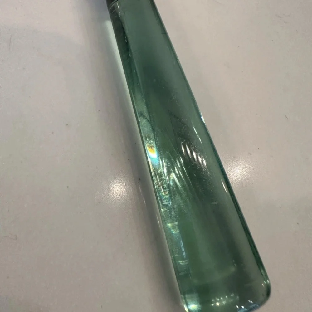Vintage Emerald Green Acrylic Handle Stainless Flatware Set of 7 Serving Spoons